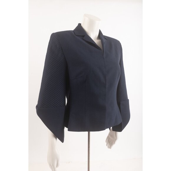 Givenchy Couture Vintage Womens Blazer Jacket Navy Blue Size 42 US 10 Wool Silk - Picture 2 of 6